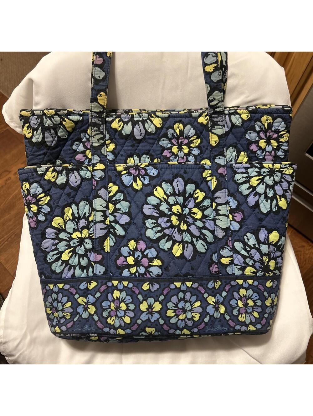 Vera Bradley Glenna tote large shoulder bag indigo pop blue